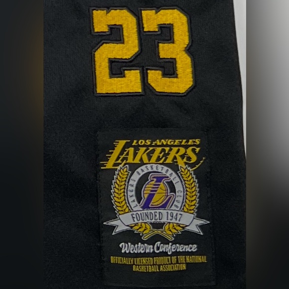 NBA LeBron James #23 Los Angeles Lakers Basketball Jersey Size L Black Gold - Picture 4 of 10